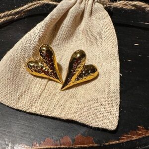 Gold Puffy Heart Earrings